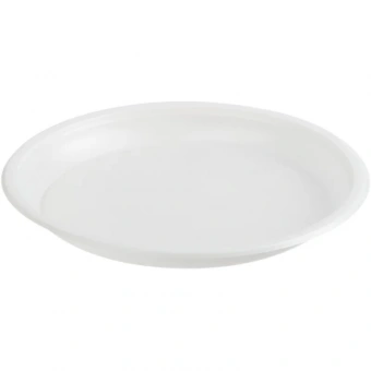 Тарелка одноразовая пластиковая белая (диаметр 205 мм, 100 штук в упаковке)
