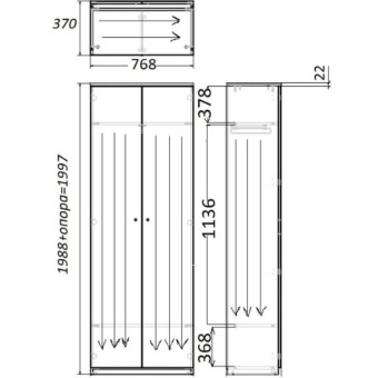 Гардероб Easy One каркас LT 22/16 768х367 дуб сонома В1997