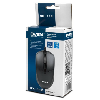 Мышь компьютерная Sven Мышь RX-112 USB черная  (SV-03200112UB)