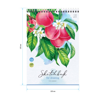 Скетчбук 60л., А6 ArtSpace "Fruit Collection", на гребне, 120г/м2