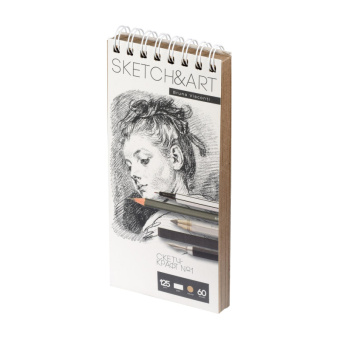 Скетчбук SKETCH&ART 105х220мм 60л ГРУБЫЙ КРАФТ 125г на гребне 1-60-560/03