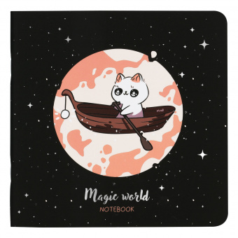 Записная книжка 170*170мм 40л. на скрепке MESHU "Magic world", soft-touch ламинация, тиснение фольгой, блок без линовки, 80г/м2