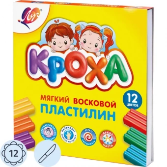 Пластилин восковой 12цв,Кроха,198гр,со стеком