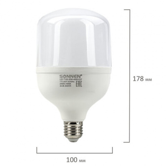 Лампа светодиодная SONNEN, 30 (250) Вт, цоколь Е27, цилиндр, нейтральный белый, 30000 ч, LED Т100-30