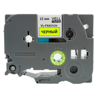 Картридж Vell VL-FX631CH(с чипом,12мм,черный/желтом)для PT-100E/100ECH/D200