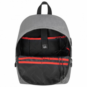 Рюкзак HEIKKI ACTIVE (ХЕЙКИ) универсальный, отделение для ноутбука, USB-порт, серый, 44х31х14 см, 272561