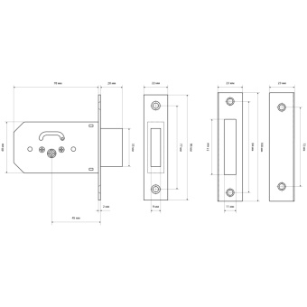 Замок врезной УЗК_Стандарт 955-5К CP ст.хром(б/руч,д/дер.дв,крест.5кл)