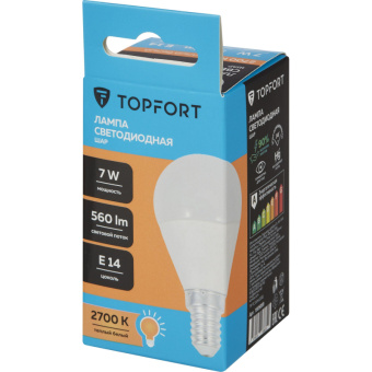 Лампа светодиодная Topfort E14 7W 2700K шар