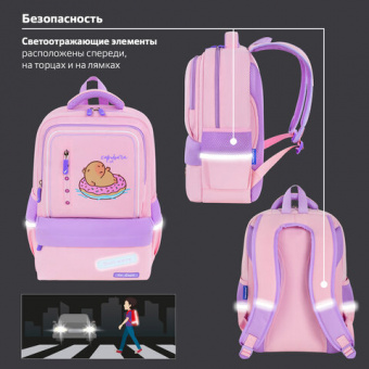 Рюкзак BRAUBERG STAR, 1 отделение, 5 карманов, "Capybara", розовый, 40x29x13 см, 272062