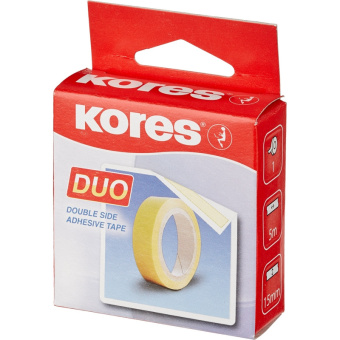 Клейкая лента канцелярская KORES двусторонняя 15х5 '55515