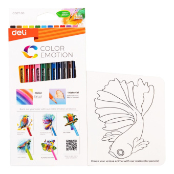 Карандаши акварельные Deli Color Emotion липа 12 цв/наб EC00700