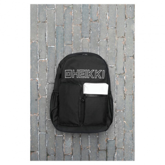 Рюкзак HEIKKI UNIQUE (ХЕЙКИ) универсальный, 6 карманов, черный с белыми вставками, 42х29х16 см, 2725