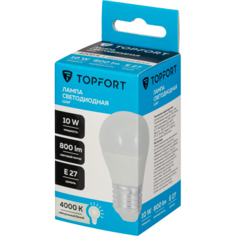 Лампа светодиодная Topfort E27 10W 4000K шар