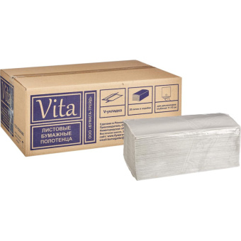 Полотенца бумажные листовые V-сложения 1-слойные 20 пачек по 250 листов (артикул производителя NV-25