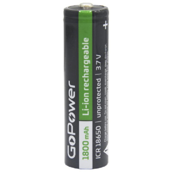Аккумулятор Li-ion GoPower 18650 PC1 3.7V 1800mAh без защ выс/кон