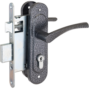 Замок врезной УЗК_Птимаш ЗВ4-3.07 сталь серебро (с руч,д/дерев.дв/4кл)