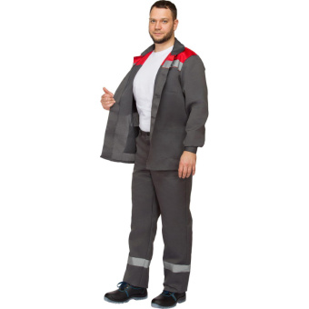 Костюм летний муж. л16-КБР с СОП сер/крас (р.64-66) 182-188