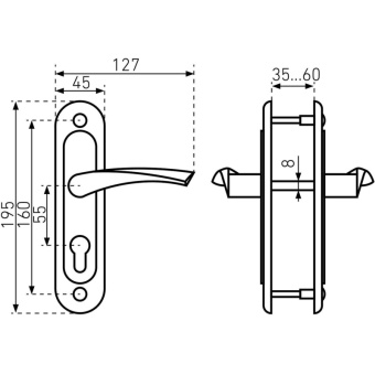 Замок врезной УЗК_Птимаш ЗВ4-3.07 сталь серебро (с руч,д/дерев.дв/4кл)