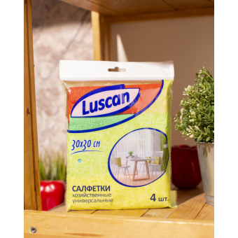 Салфетки хозяйственные Luscan микрофибра 30х30 см 220 г/кв.м 4 штуки в упаковке