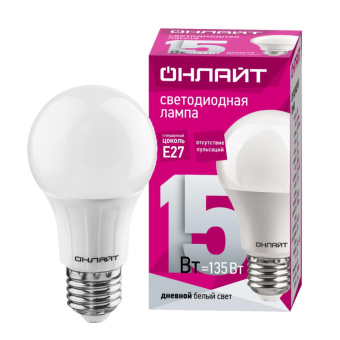 Лампа светодиодная ОНЛАЙТ OLL-A60-15-230-6.5K-E27 15Вт Е27 6500К 61151