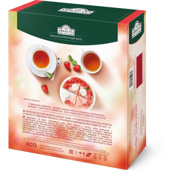 Чай Ahmad Tea Строуберри Крим, черный, пакетики в конвертах, 100x1,5г/уп