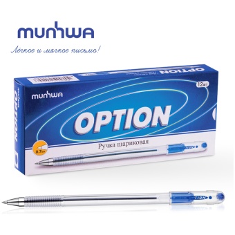 Ручка шариковая MunHwa "Option" синяя, 0,7мм, штрих-код
