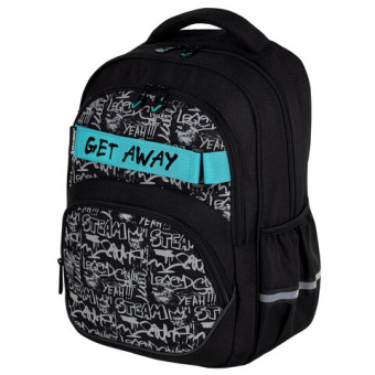 Рюкзак BRAUBERG MOTION, 2 отделения, 3 кармана, "Get away", СВЕТООТРАЖАЮЩИЙ ПРИНТ, 41х28х17 см, 2731