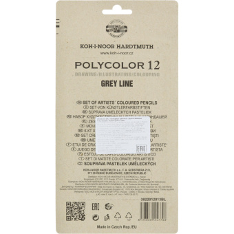 Карандаши цветные худож POLYCOLOR серые цвета 12цв/наб мет.кор 3822012013BL