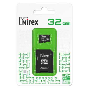 Карта памяти Mirex microSDHC с адаптером 32Gb (class 10) (13613-AD10SD32)