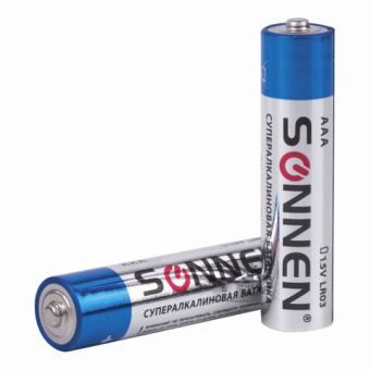 Батарейки КОМПЛЕКТ 4 шт., SONNEN Super Alkaline, AAA (LR03, 24А), алкалиновые, мизинчиковые, в блистере