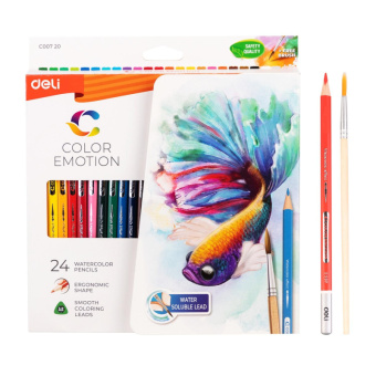 Карандаши акварельные Deli Color Emotion липа 24 цв/наб EC00720