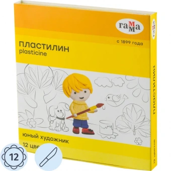 Пластилин 12цв,Юный художник,со стеком,280045