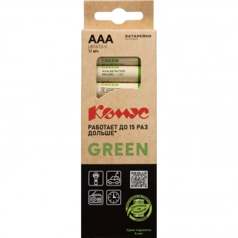Батарейка AAA мизинчиковая Комус Green (12 штук в упаковке)