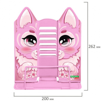 Подставка для книг и учебников фигурная BRAUBERG KIDS "Kitty", регулируемый наклон, металл