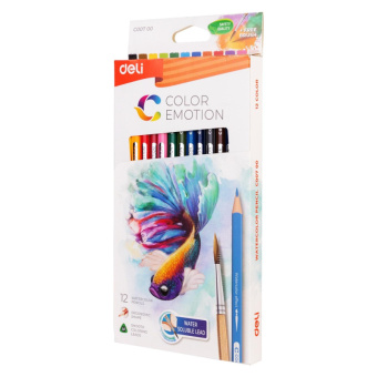 Карандаши акварельные Deli Color Emotion липа 12 цв/наб EC00700