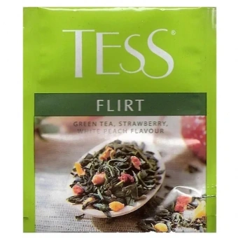 Чай Tess Flirt зеленый с клубникой 100 пакетиков