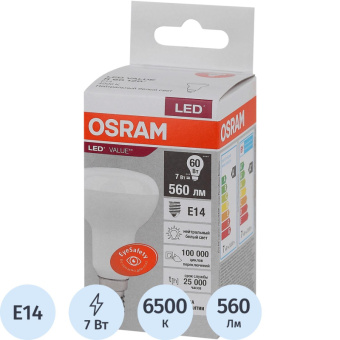 Лампа светодиодная OSRAM LVR60 7SW/840 230V E14 FS1