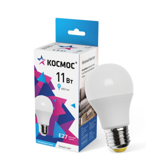 Лампа светодиодная LED Космос Экономик 11 Вт цоколь E27 стандартная колба (нейтральный белый свет)