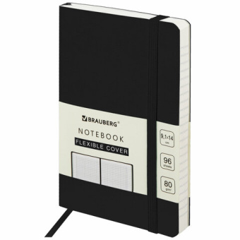 Блокнот МАЛЫЙ ФОРМАТ (96х140 мм) А6, BRAUBERG ULTRA, под кожу, 80 г/м2, 96 л., клетка, черный, 11302