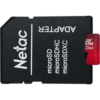 Карта памяти Netac MicroSD card P500 Extreme Pro 64GB, retail version w/SD