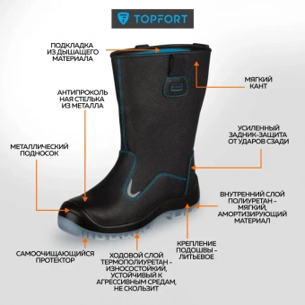 Сапоги ТОПФОРТ 5 МПП, ПУ/ТПУ р.44