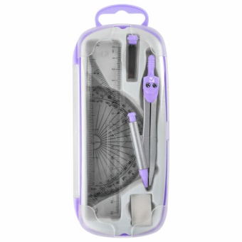 Готовальня BRAUBERG SCHOOL KIT, 9 предметов, циркуль 125 мм, чертежные принадлежности, лаванда, 210713
