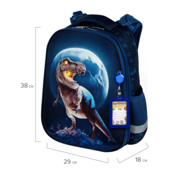 Ранец ЮНЛАНДИЯ EXTRA, с дополнительным объемом, 2 отделения, "Beware", 3D-панель, 38x29x18 см, 27204