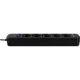 Сетевой фильтр SVEN SF-05LU 1,8 м (1,8м/5р,2xUSB(2.4А)) черный(SV-018832)