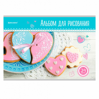 Альбом для рисования А4 24 л., скоба, обложка картон, BRAUBERG, 202х285 мм, "Вкусняшки" (2 вида), 10
