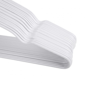 Вешалки-плечики для одежды, размер 48-50, металл, антискользящие, КОМПЛЕКТ 20 шт., белые, BRABIX PREMIUM, 608470