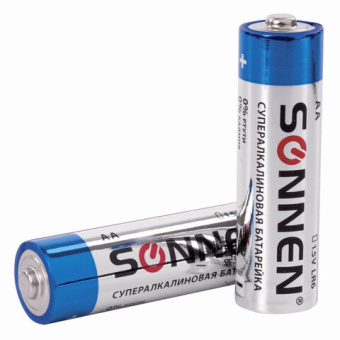 Батарейки КОМПЛЕКТ 10 шт., SONNEN Super Alkaline, АА (LR06,15А), алкалиновые, пальчиковые, в коробке