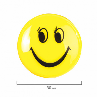 Магниты СРЕДНЕГО ДИАМЕТРА, 30 мм, НАБОР 5 штук, с рисунком СМАЙЛИК, жёлтые, в блистере, STAFF "Basic