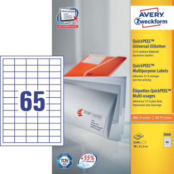 Самокл. этикетки 3666 Универсальные 38х21.2мм,IJ+L+K+CL,6500шт/уп