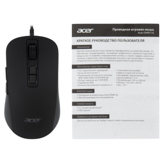 Мышь компьютерная Acer OMW135 черный (800-6400dpi) USB (7кн) (ZL.MCEEE.019)